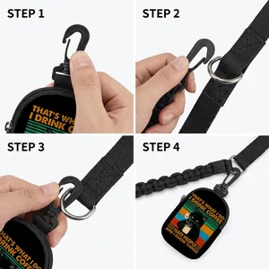 Durable nylon pet treat bag with funny cat design and adjustable strap for training