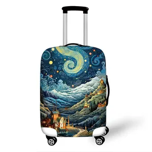 Housse de valise élastique avec motif de peinture à l'huile de nuit étoilée