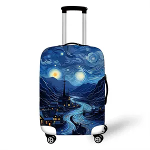 Housse de valise élastique avec imprimé artistique nuit étoilée pour protection de bagage