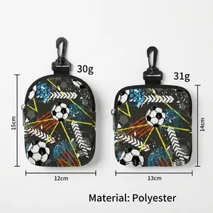 Mini pochettes en polyester sur le thème du football avec zip et crochet pour écouteurs