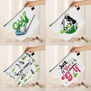 Borsa da Trucco di Grande Capacità a Tema Golf Chiusura a Cerniera in Poliestere Lino Astuccio per Cosmetici Organizzatore da Viaggio per Donna
