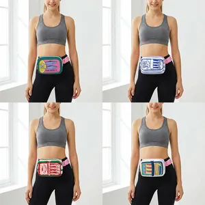 Sac banane de sport rose avec imprimés sardines rétro et sangle réglable pour femmes