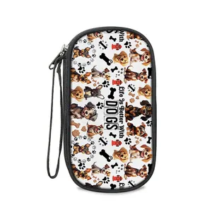 Portable cartoon dog pattern electronics organizer travel bag with wrist strap