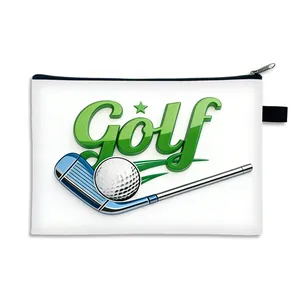 Borsa da trucco bianca stampata golf a doppia faccia con grande capacità e portamonete