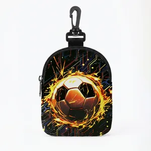 Porte-monnaie football portable avec mousqueton robuste et fermeture éclair sûre