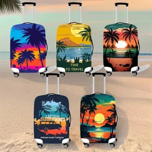 Elastic Luggage Cover Suitcase Protector Dustproof Travel Case Cover Tropical Beach Barcelona Scenery Print For Travel