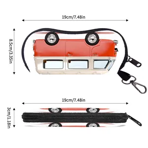Portable camper printed sunglasses case with dimensions 19cm by 8.5cm and hanging hook