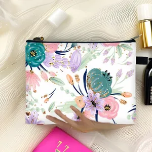 Floral Polyester Makeup Bag Large Capacity Travel Cosmetic Storage Bag Portable Zipper Pouch Toiletry Organizer For Women Daily Handbag