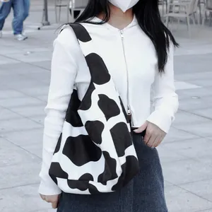 Bolso tote grande de leopardo para mujer, bolso de hombro moderno con estampado vaca