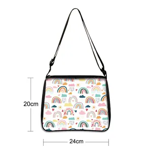 Rainbow sunflower printed crossbody shoulder bag for women with adjustable strap