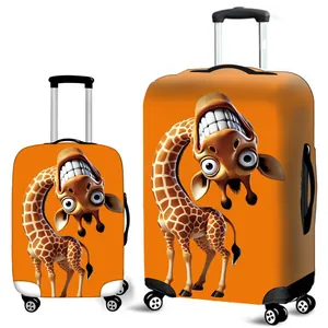 Funny Cartoon Animal Luggage Cover Elastic Polyester Spandex Suitcase Protector Dustproof Scratch Resistant For Travel