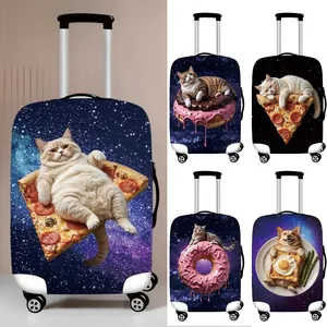 Elastic Luggage Cover Funny Galaxy Animal Suitcase Protector Dustproof Polyester Travel Bag Cover Cat Dog Pizza Print Suitcase Shield