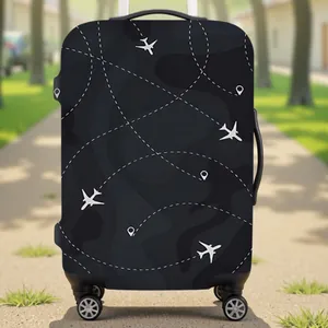 Elastic Airplane Pattern Luggage Protective Cover Dustproof Suitcase Protector For 18-32 Inch Travel Bags Travel Essentials