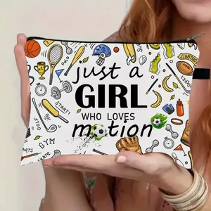 Grote sportieve make-uptas met voetbalprint en motiverende slogan voor dames en meisjes
