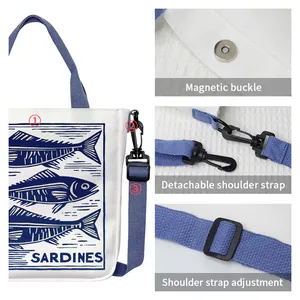 Détails du grand sac cabas en toile avec fermeture magnétique et bandoulière réglable