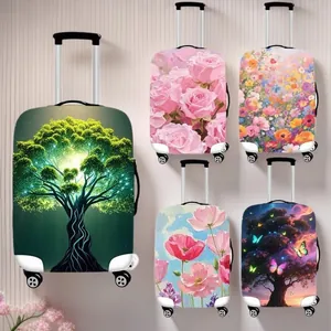 Copertura per Valigia Elastica in Poliestere Protezione per Valigia Antipolvere Lavabile Motivo Floreale Albero della Vita Accessori da Viaggio