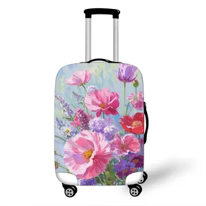 Coprivaligia elastica con motivo floreale albero della vita rosa e design stile pittura a olio