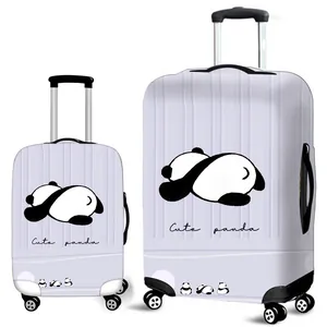 Elastische Kofferhülle Polyester Elasthan Koffer Staubschutzhülle Niedlicher Panda Weltkarte Druck Reise Zubehör