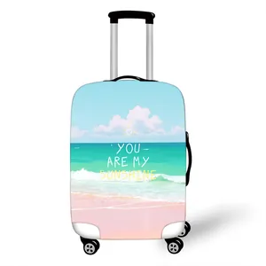 Elastic luggage cover with beach sunshine print and durable protective stretch fabric