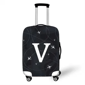 Elastic luggage protector with camouflage print and white flight pattern design