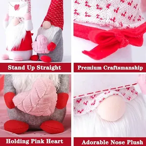 Valentine's Day faceless gnome plush set with heart envelopes and premium knit textures