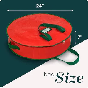 Waterdichte 24-inch kerstkrans opbergtas met stevige handvatten en een transparant venster