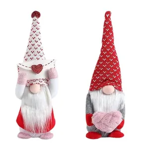 Valentine's Day gnome plush duo with envelope and heart, 2024 holiday window decoration