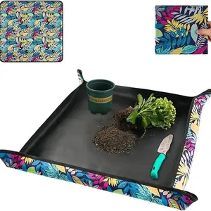 Alfombra de Jardinería Impermeable de Tela Oxford Plegable para Trasplante Con Broches de Metal Tapete de Trabajo Portátil para Interior Exterior Invernadero