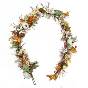 1,8m Herfst slinger met witte pompoenen en esdoornbladeren voor Thanksgiving decor