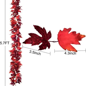 5.7FT Artificial maple leaf garland for Thanksgiving and Halloween home decoration