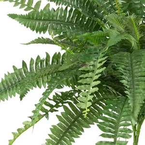 Lush artificial Boston Fern with 28 detailed fronds for indoor home and garden decor