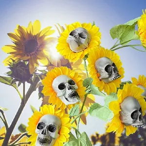 Gothic sunflower skull garden stakes for Halloween outdoor yard and lawn decoration