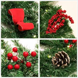 Kerstslinger van 2,7m met dennenappels, rode bessen, linten en warme LED-verlichting