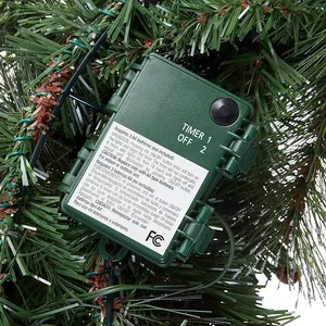 Detail of Christmas tree light battery box with timer function and 3 AA slots