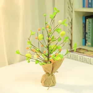 Easter egg tree centerpiece in burlap base for spring home party tabletop decoration