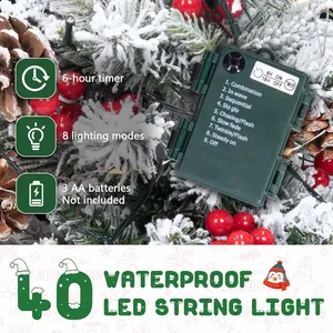 Mini-Weihnachtsbaum mit Eisenbasis und LED-Box mit 8 Modi und Zeitschaltfunktion