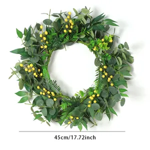 Artificial eucalyptus and berry wreath for home wall decor, 45cm diameter size