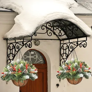 Outdoor Christmas hanging basket with PVC pine needles, pinecones, and red berries decor