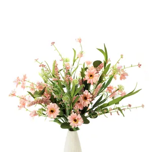 Bouquet Pastoral de Tournesol et Lavande Artificiel en Tissu Satiné Branche de Fleur de Simulation pour Décoration Maison Mariage Fête
