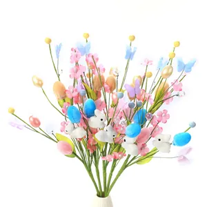 Easter floral stems with foam bunnies, flocked eggs, and butterflies for DIY bouquets
