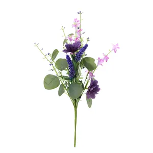 Bouquet de fleurs artificielles de lavande et eucalyptus pour décoration printanière