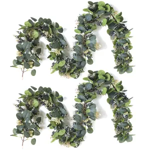 Künstliche Eukalyptus-Girlande Grünpflanze Rebe Mit Weißen Beeren Für Haus Hochzeit Party Dekor Faux Grün Pflanze Deko