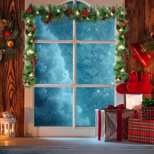Kerstslinger van 2,7m met LED-verlichting, dennenappels, bessen en strikken
