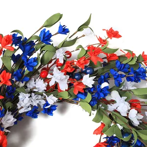 Patriotic red white and blue berry floral wreath for Independence Day decoration