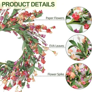 Artificial wildflower wreath with daisy and EVA leaves for home door wall decoration