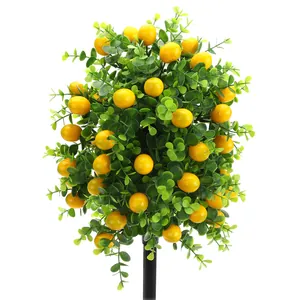 Artificial lemon tree plant with vibrant yellow fruit and dense green leaves for garden decor