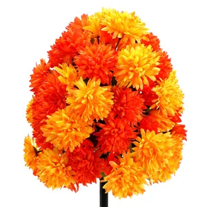 Artificial bicolored orange and yellow daisy flower bouquet for garden decor
