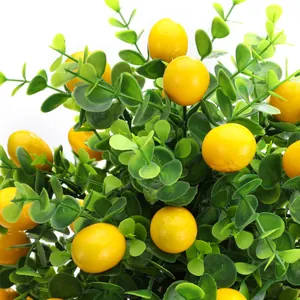 Artificial eucalyptus leaves with yellow berries garden plant decoration for home decor