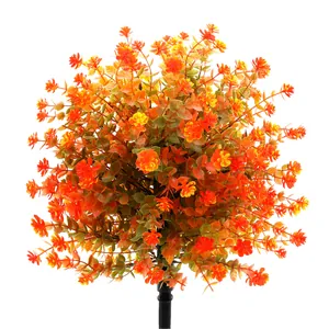 Artificial camellia eucalyptus ball with orange and yellow gradient for outdoor garden decor