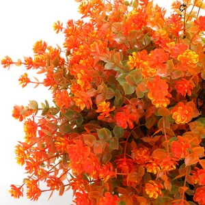 Artificial hanging basket with autumn eucalyptus leaves for outdoor Christmas decoration